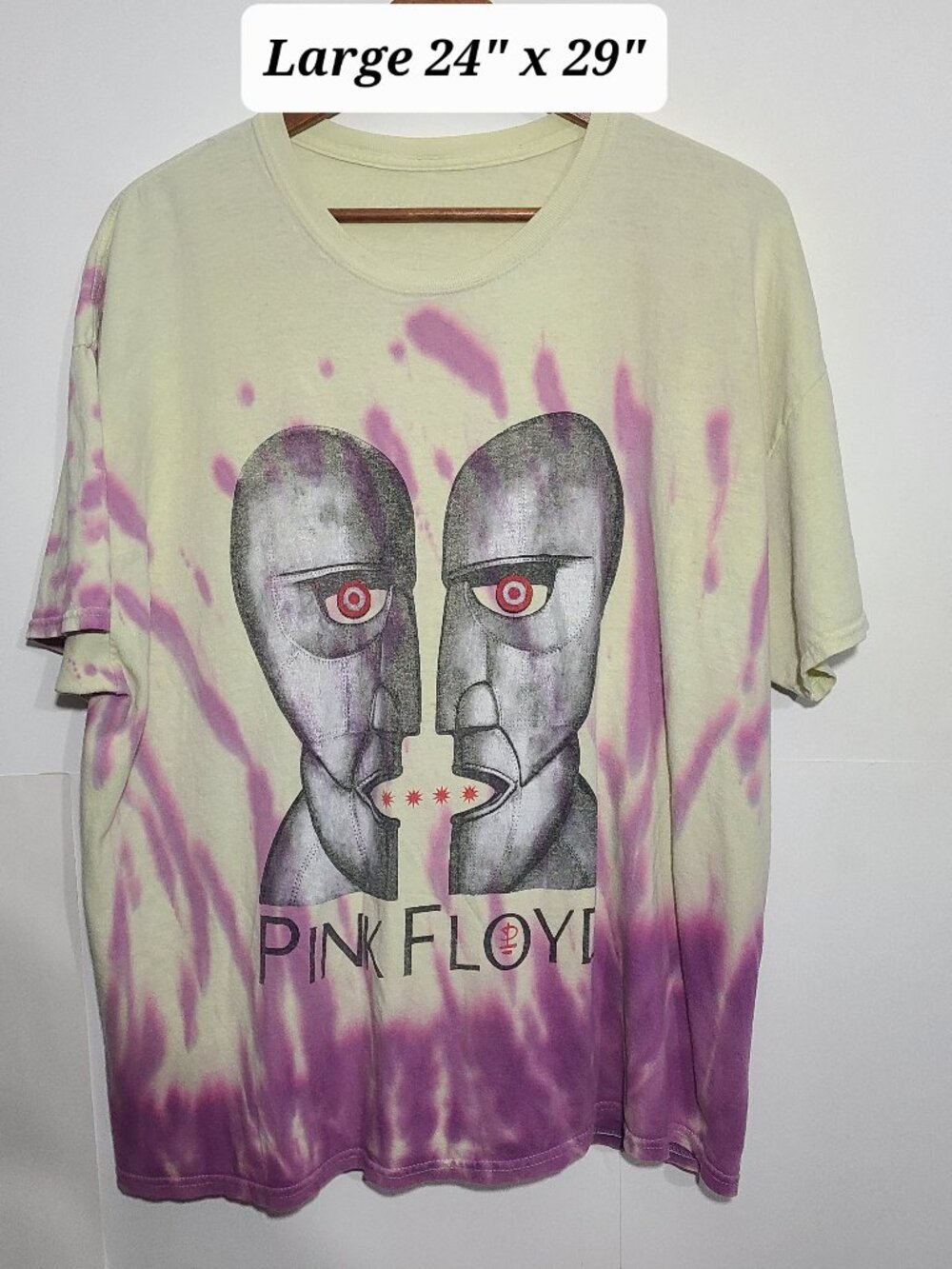 Pink Floyd Division Bell Tour 1994 Yellow/Pink Tie Dyed XL 2-Sided Tee Retro